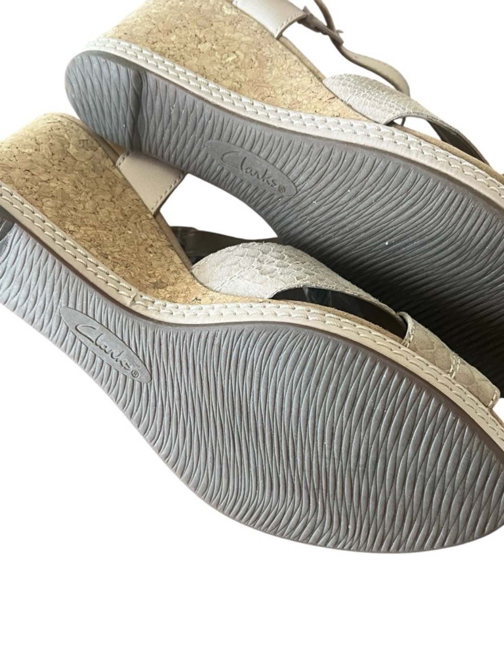 Clarks Helio Latitude Cork Wedge Sandals Snake Print NWOT - Picture 9 of 10